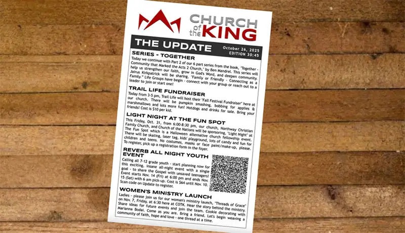 A change is coming to our weekly Update A change is coming to our weekly Update